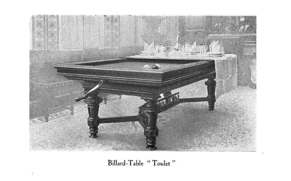 Invencion del billar transformable en una mesa Toulet