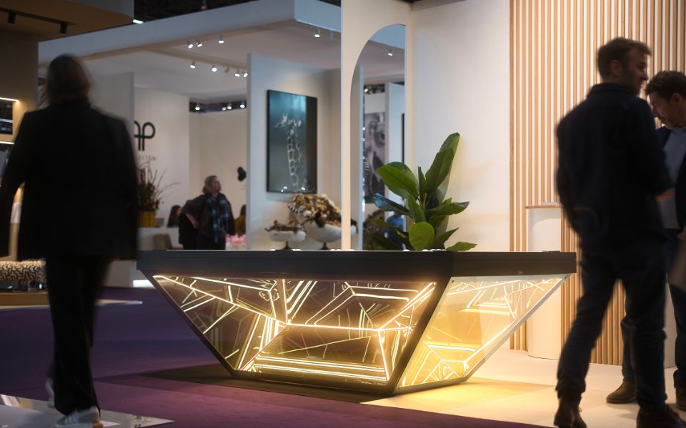 mesa de billar Infini artista Quentin Carnaille Toulet Espejo